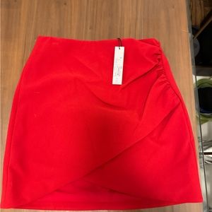 Alice + Olivia Red Wrap-Front Mini Skirt